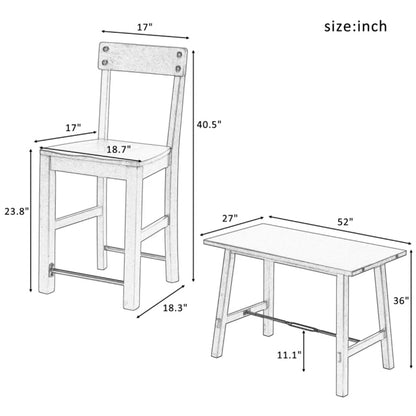 Modern Minimalism: Solid Wood Dining Table Set For 4 with Four Chairs