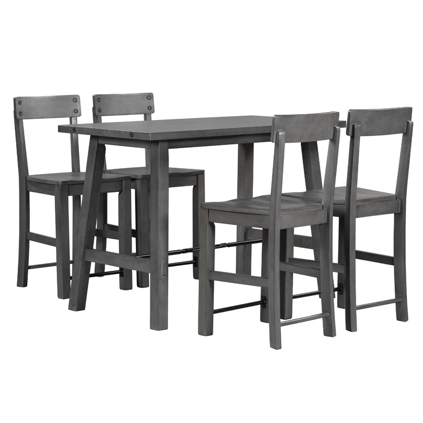 Modern Minimalism: Solid Wood Dining Table Set For 4 with Four Chairs