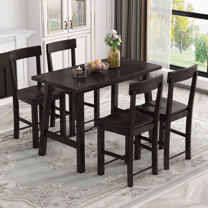 Modern Minimalism: Solid Wood Dining Table Set For 4 with Four Chairs