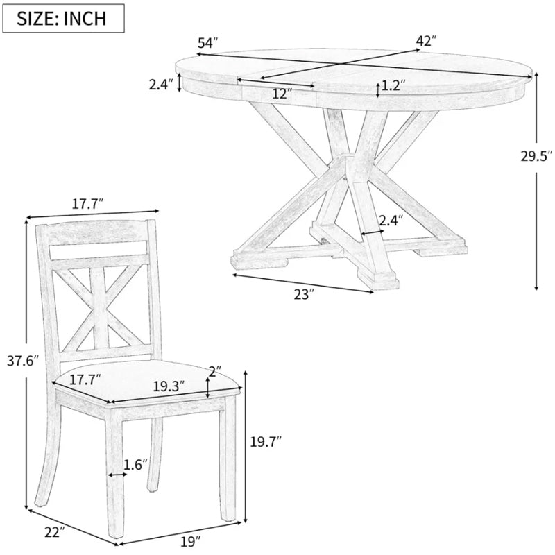 Round Dining Table Set for 4