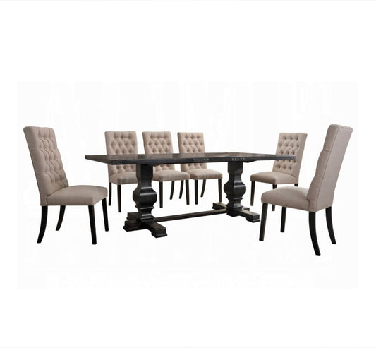 ACME 7-Pieces Vintage Dining Table Set