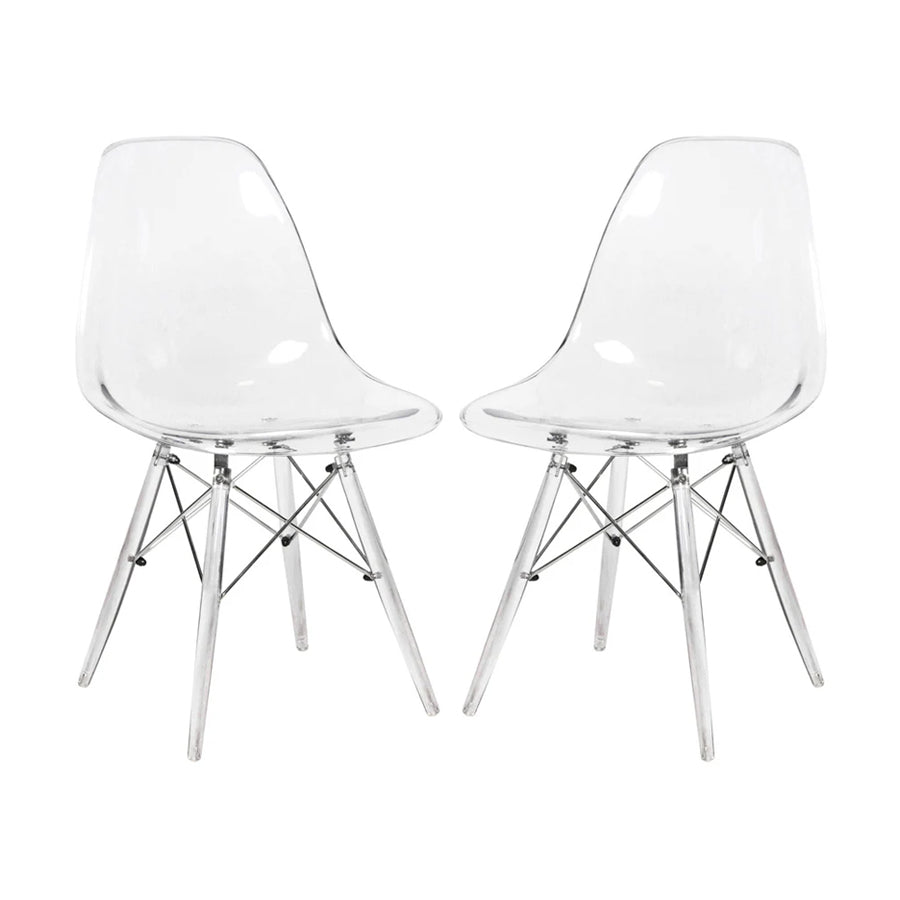 LeisureMod-Dover Molded Side Chair With Acrylic Base Set Of 2