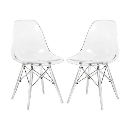 LeisureMod-Dover Molded Side Chair With Acrylic Base Set Of 2