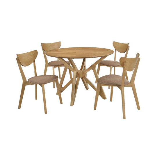 Coaster-Elowen 5-Piece Round Solid Wood Dining Set
