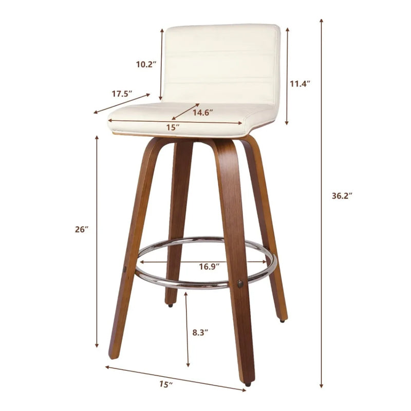 26 Inch Swivel Bar Stool with Back Set of 4