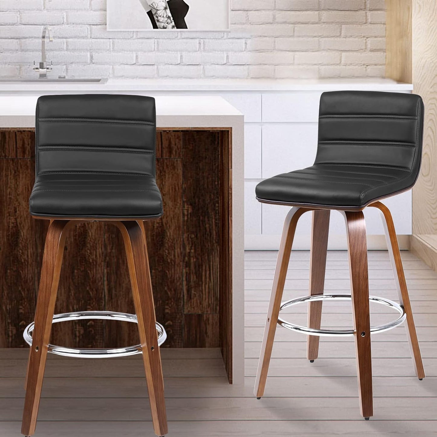 26 Inch Swivel Bar Stool with Back Set of 4