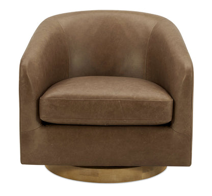 Moe's-Oscy Leather Swivel Chair Tan