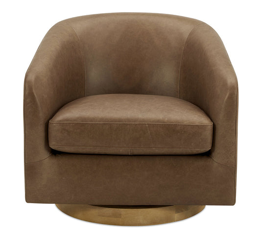 Moe's-Oscy Leather Swivel Chair Tan