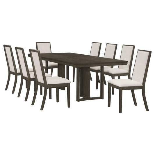Coaster-Kelly 9-Piece Rectangular Dining Table Set Dark Grey