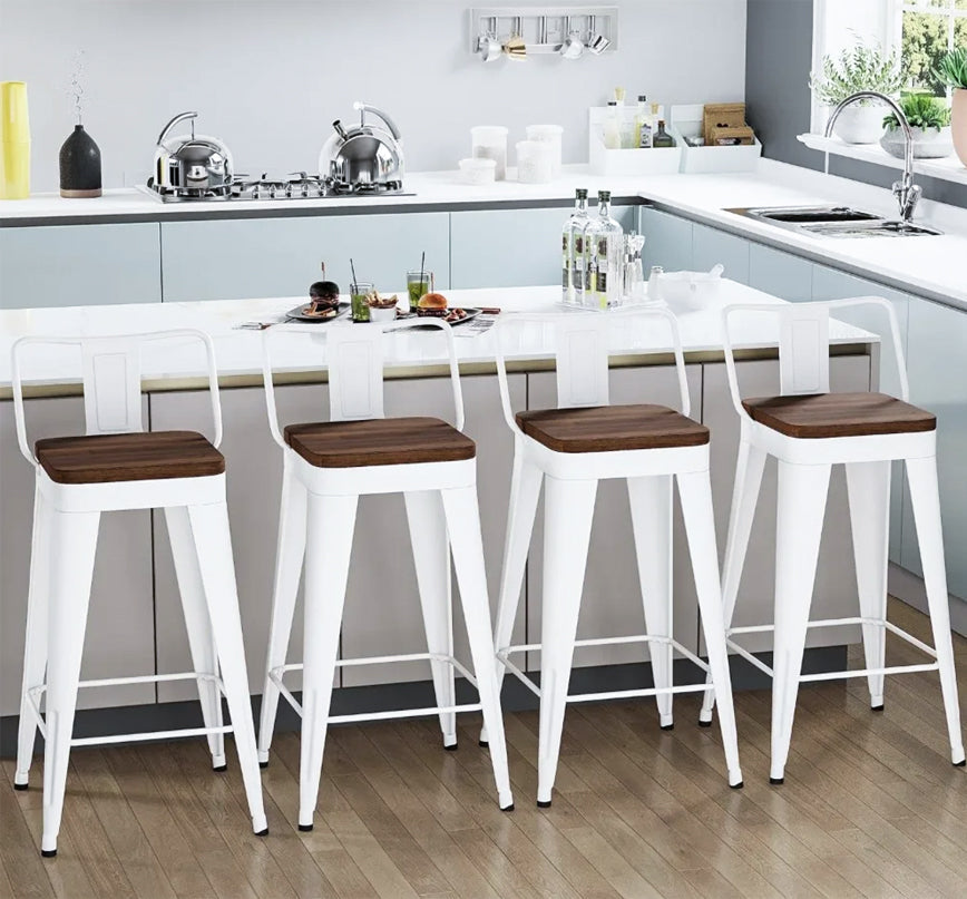 Durable and Chic: Set of 4 Counter Height Barstools with Backs