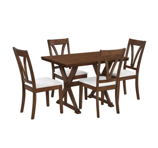 Mid-Century Wood Dining Table Set For 4