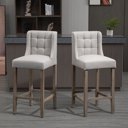 Modern Bar Stools, Tufted Upholstered Barstools, Set of 2