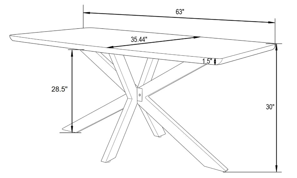 LeisureMod Ravenna 63 Inches Wood Dining Table Set For 6