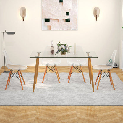 Modern Rectangular Glass Dining Table Set For 4