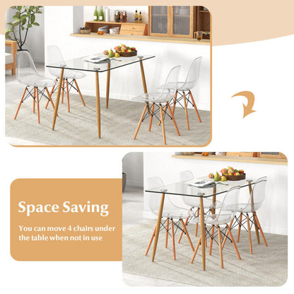 Modern Rectangular Glass Dining Table Set For 4