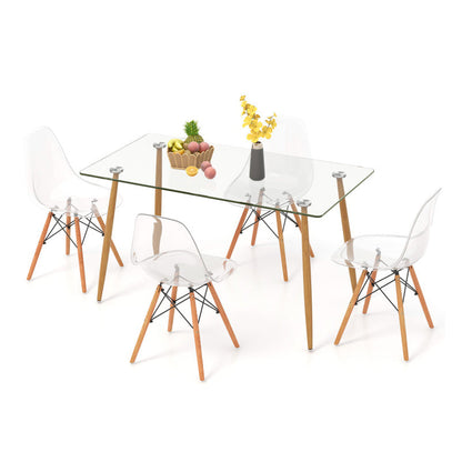 Modern Rectangular Glass Dining Table Set For 4