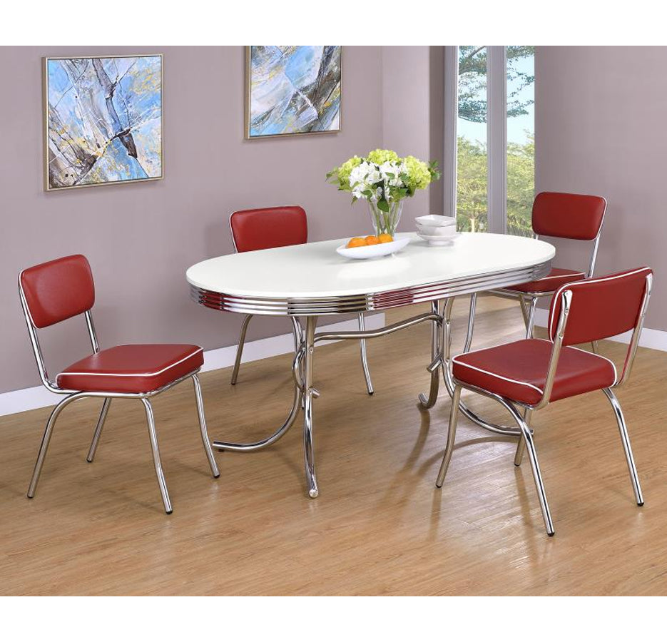 Coaster-Retro 5piece Oval Dining Set