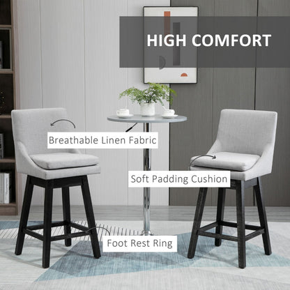 Comfortable Swivel Barstools: Set of 2 Armless Upholstered Stools