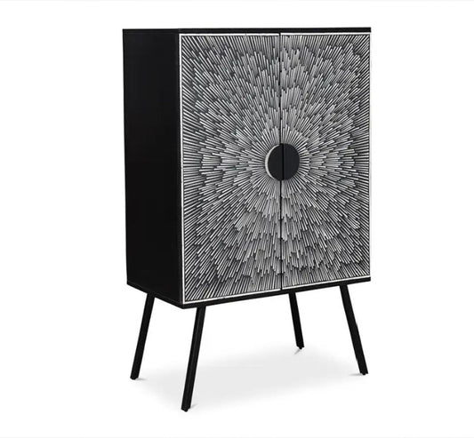 Moe's- Sunburst Wine Cabinet Black