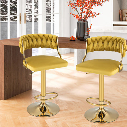Swivel Barstool with Woven Back