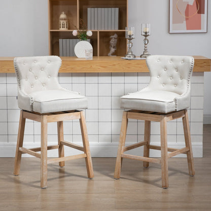 Upholstered Bar Stools with Backs with Swivel Feature, Set of 4