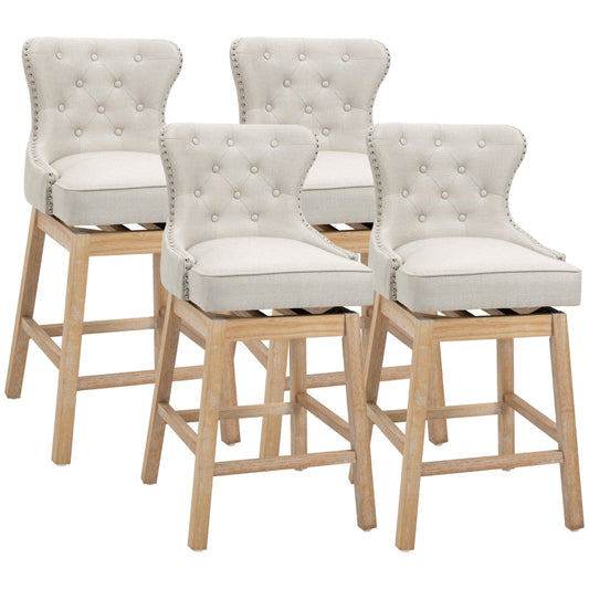 Upholstered Bar Stools with Backs with Swivel Feature, Set of 4
