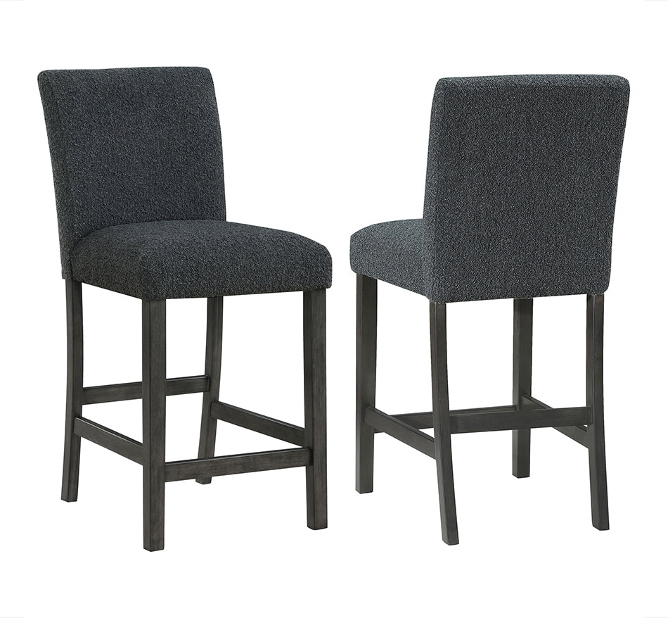 Alba Boucle Upholstered Counter Stools Black and Charcoal Grey Set of 2