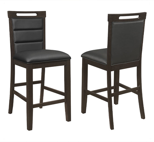 Coaster- Prentiss Upholstered Counter Height Chair Set of Two Black And Cappuccino