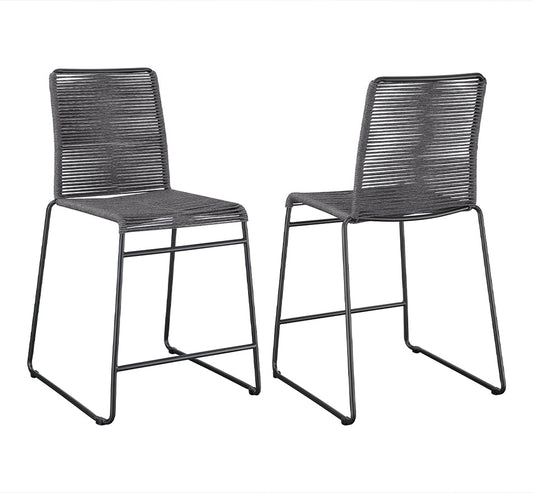 Coaster-  Jerome Woven Rope Metal Counter Chair Charcoal Set of Two