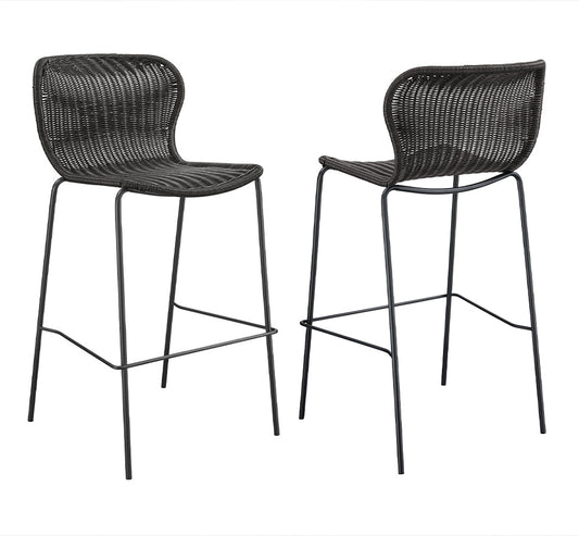 Coaster-  Mckinley Faux Rattan Metal Bar Chair Brown Set of Two